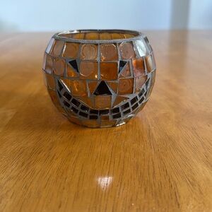 🛑Fall Pumpkin Mosaic Glass Candle Holder Autumn Thanksgiving